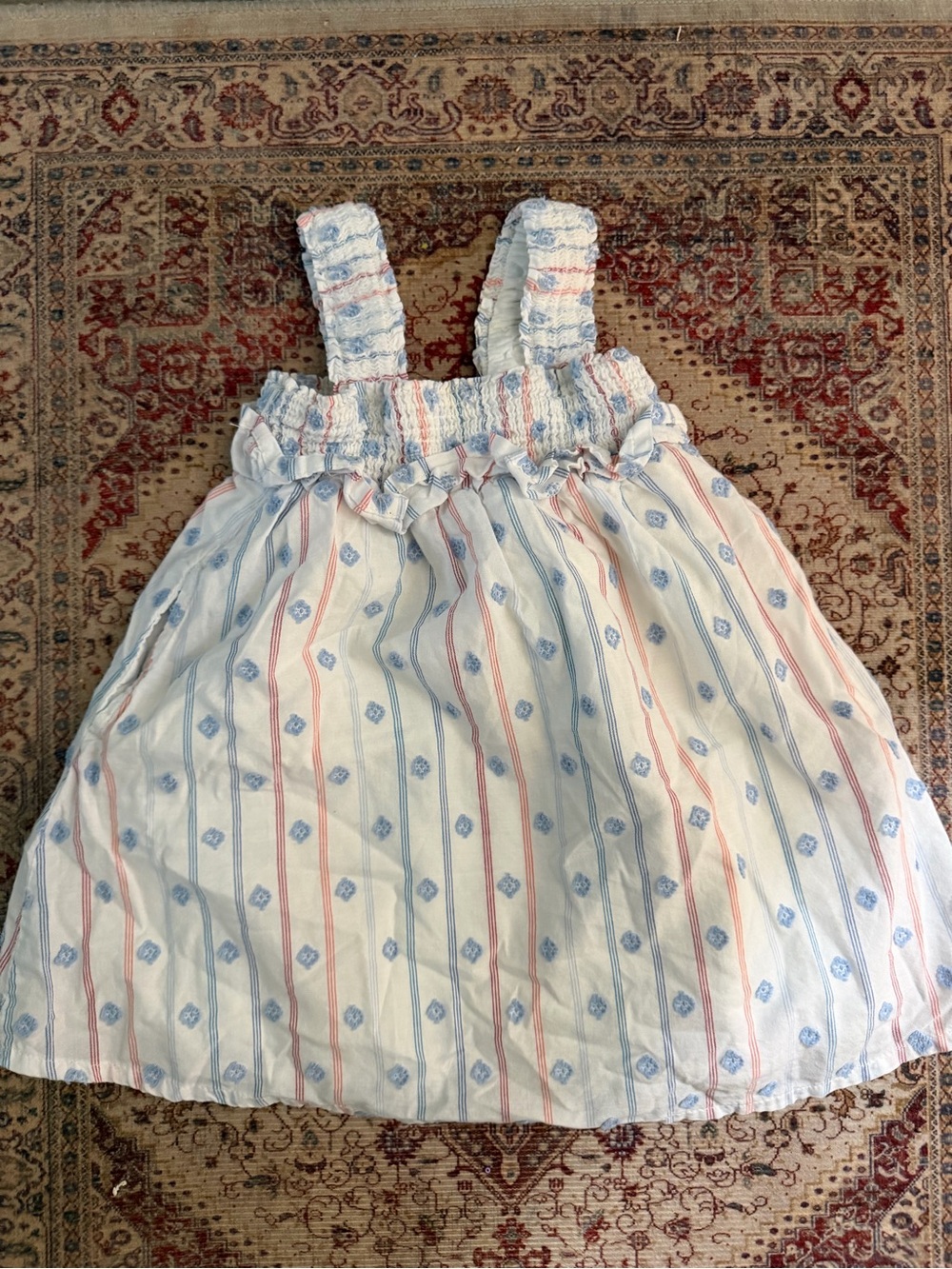 Cat & Jack White Sundress with Blue and red Stripes